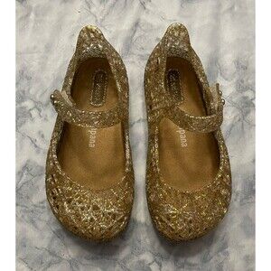 Mini Melissa + Campana Gold & Silver “Jellies” Little Girl Toddler Shoes, Size 7
